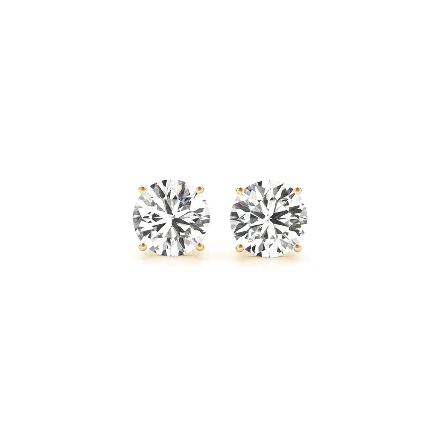 2 cttw Certified IGI Lab Grown Round Diamond Earrings 14k Yellow Gold (G/VS2) - Peelerie